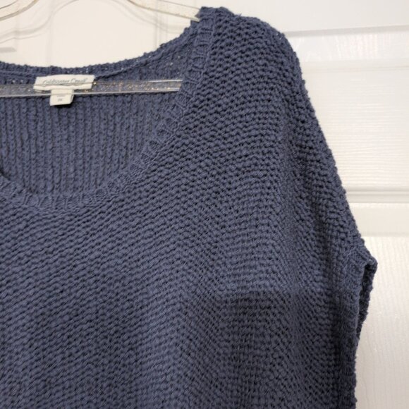Coldwater Creek Slub Knit Sweater Vest Womens Size 2X Blue 100% Cotton Pullover - Picture 2 of 9
